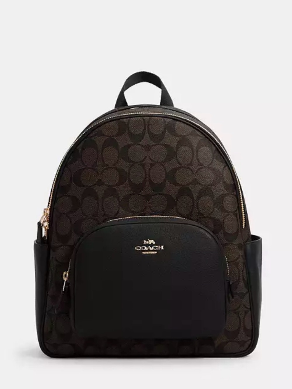 Coach Signature Monogram Backpack in Dark Brown and Black